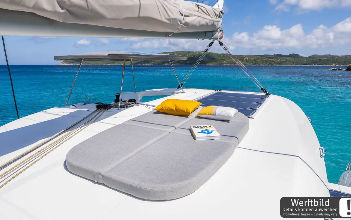 Deck of FlipFlop, a Lagoon 38 catamaran at Palma de Mallorca, Spain