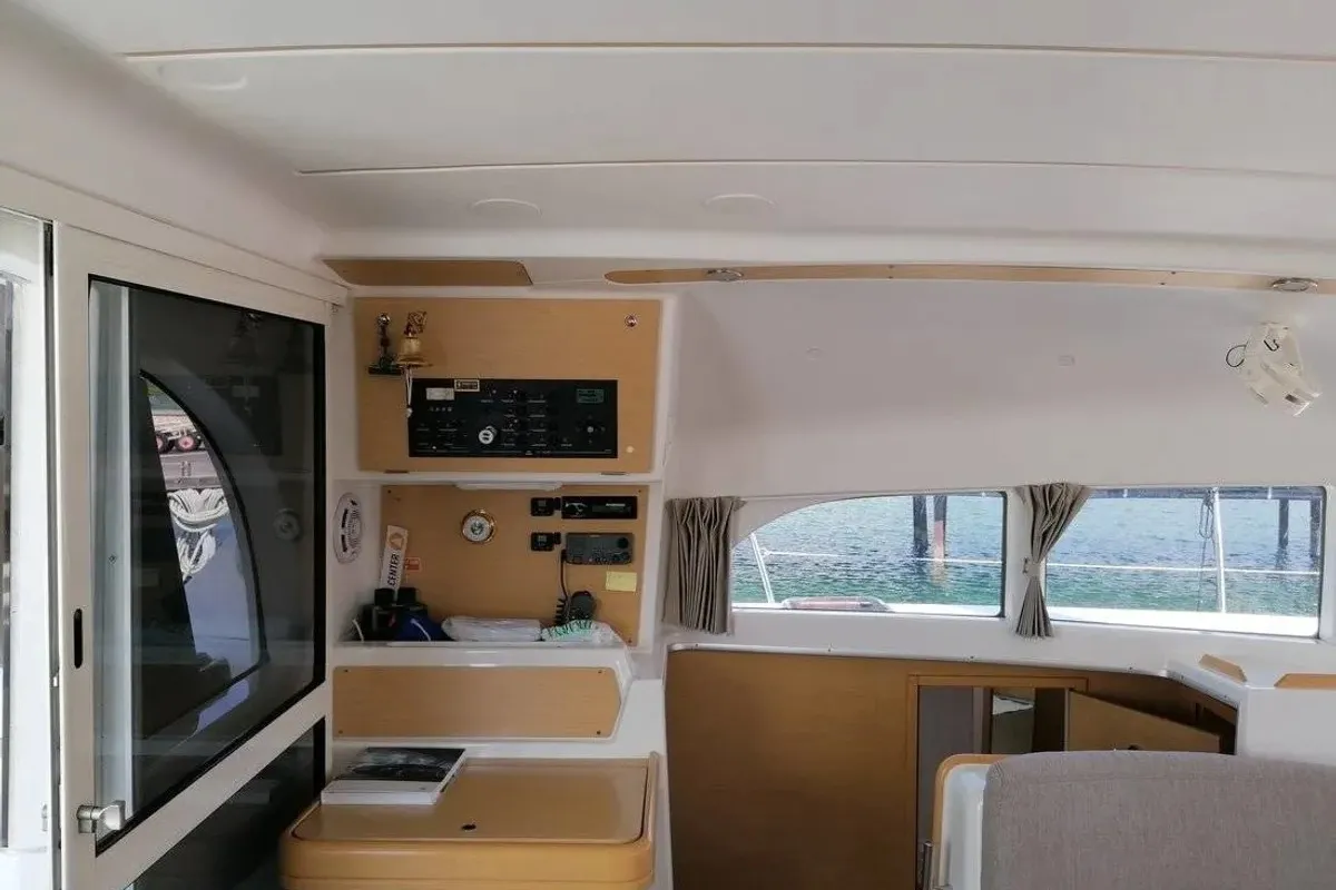 Salon of Xenia, a Lagoon 380 catamaran at Punat, Croatia