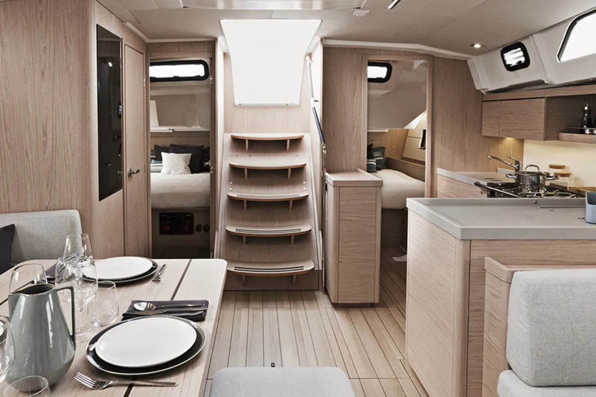 Salon of Beneteau Oceanis 461, a sailboat at English Harbour, Antigua and Barbuda
