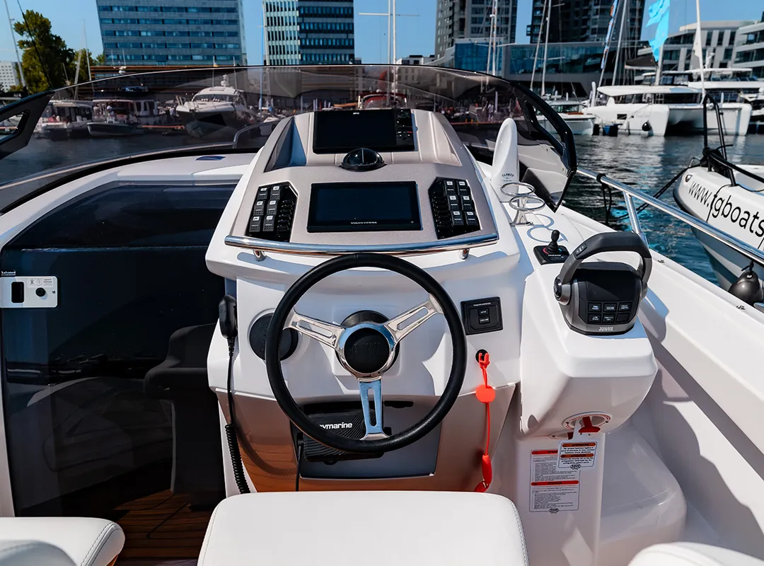 Cockpit of Capricorn, a Sessa Key Largo 27 motorboat at Općina Sukošan, Croatia
