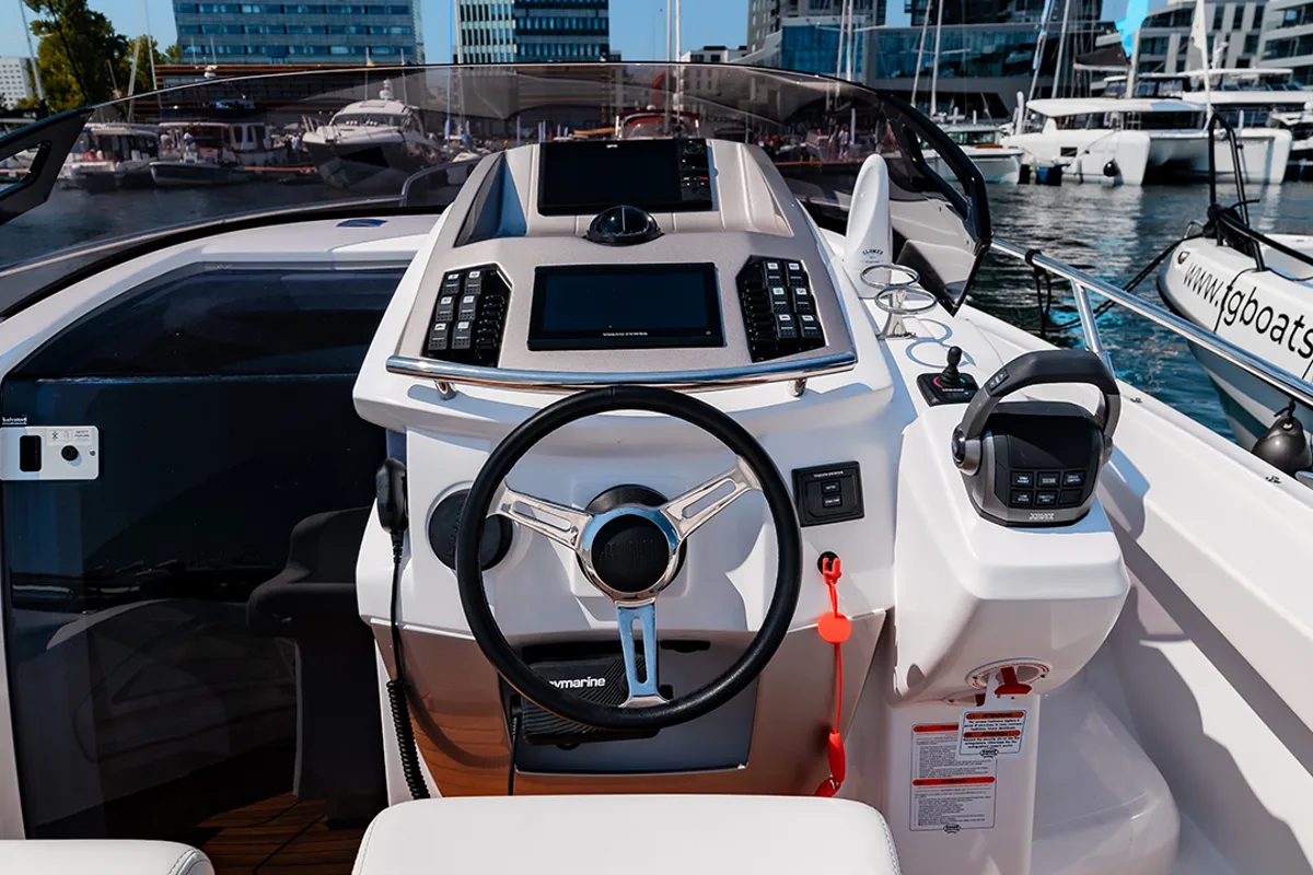 Cockpit of Capricorn, a Sessa Key Largo 27 motorboat at Općina Sukošan, Croatia