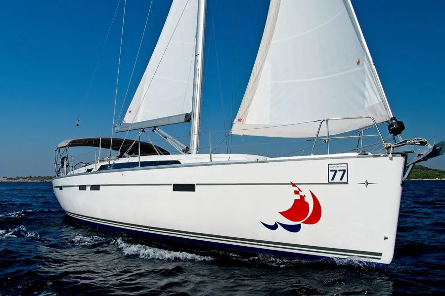 Exterior view of Bavaria Cruiser 46, a sailboat at Murter, Croatia