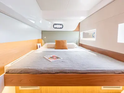 Cabin on Comfort, a Bali 4.0 catamaran at Sant Antoni de Portmany, Spain