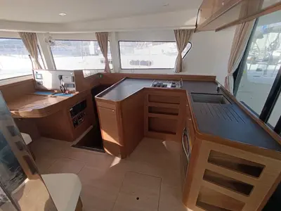 Galley of Lagoon 42, a catamaran at Lavreotiki, Greece