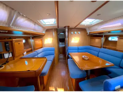 Salon of Saida, a Jeanneau Sun Odyssey 43 sailboat at Fethiye, Turkey