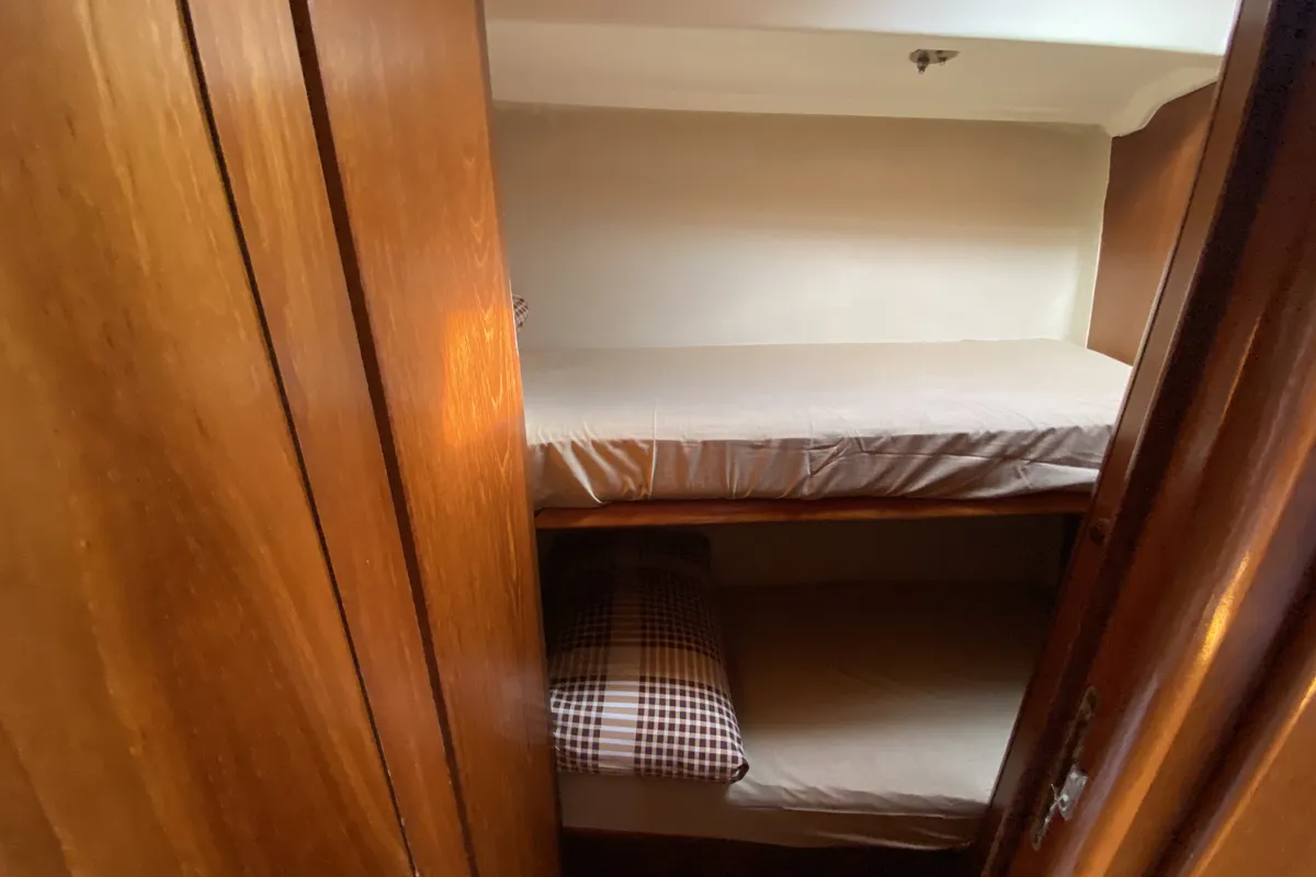 Cabin on Saida, a Jeanneau Sun Odyssey 43 sailboat at Fethiye, Turkey