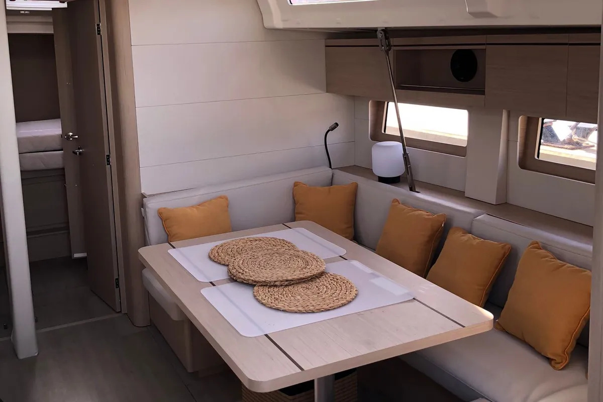Salon of Le Grand, a Beneteau Oceanis 51.1 sailboat at es Jonquet, Spain