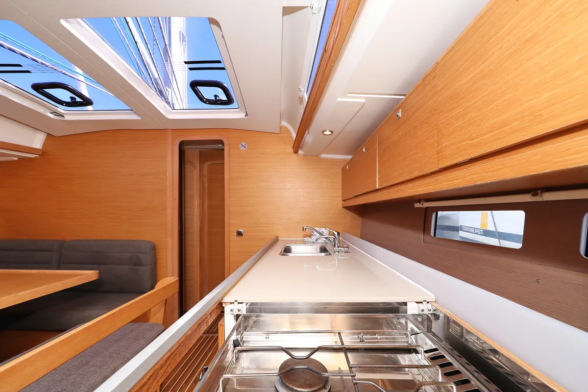Galley of Carina, a Dufour 460 GL sailboat at Grad Trogir, Croatia