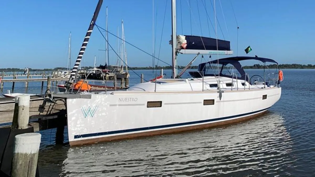 Exterior view of Nuestro, a Delta 41 sailboat at Paraty, Brazil