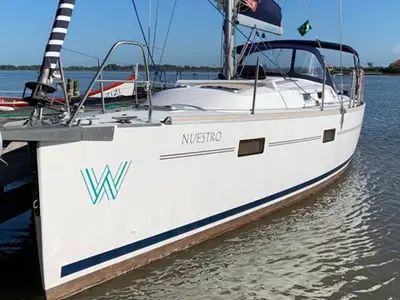 Exterior view of Nuestro, a Delta 41 sailboat at Paraty, Brazil