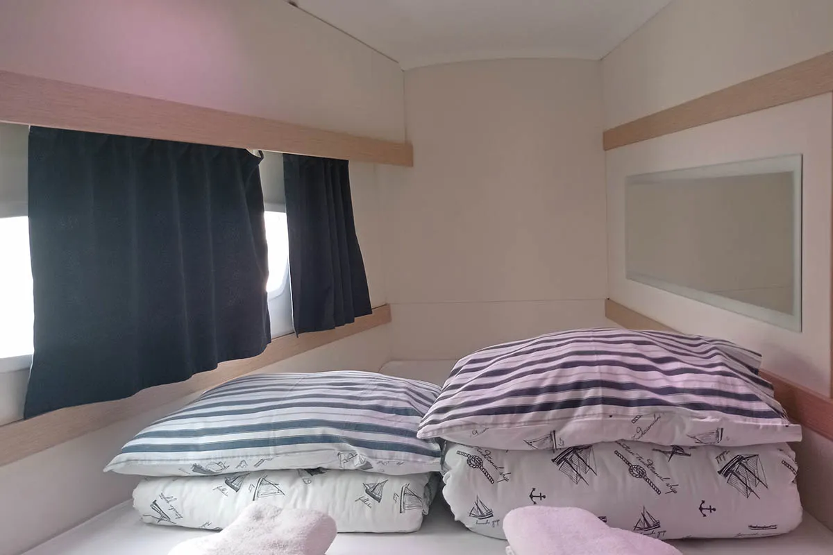 Cabin on Shanti, a Fountaine Pajot Lucia 40 catamaran at Seget Donji, Croatia