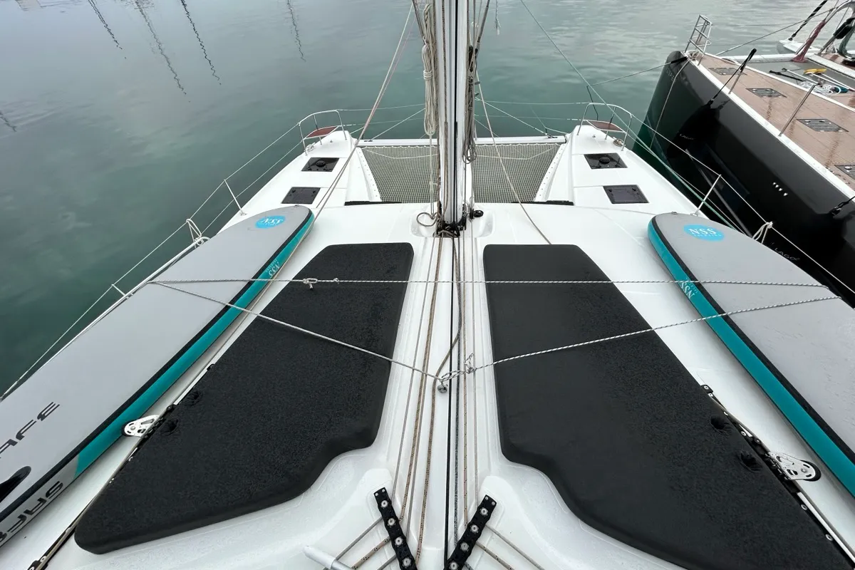 Deck of Sea Charme, a Lagoon 51 catamaran at Olbia, Italy