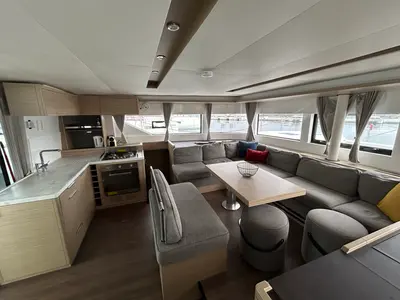 Galley of Sea Charme, a Lagoon 51 catamaran at Olbia, Italy