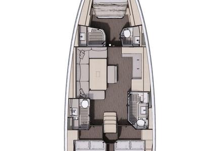 Floor plan of Discovery, a Dufour 470 sailboat at Road Town, British Virgin Islands