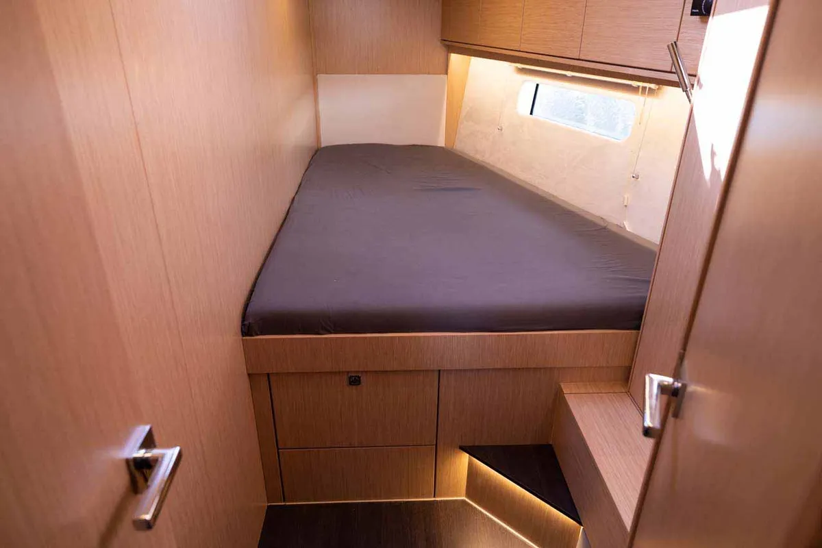 Cabin on Moonlark, a Bavaria C46 sailboat at Jezera, Croatia