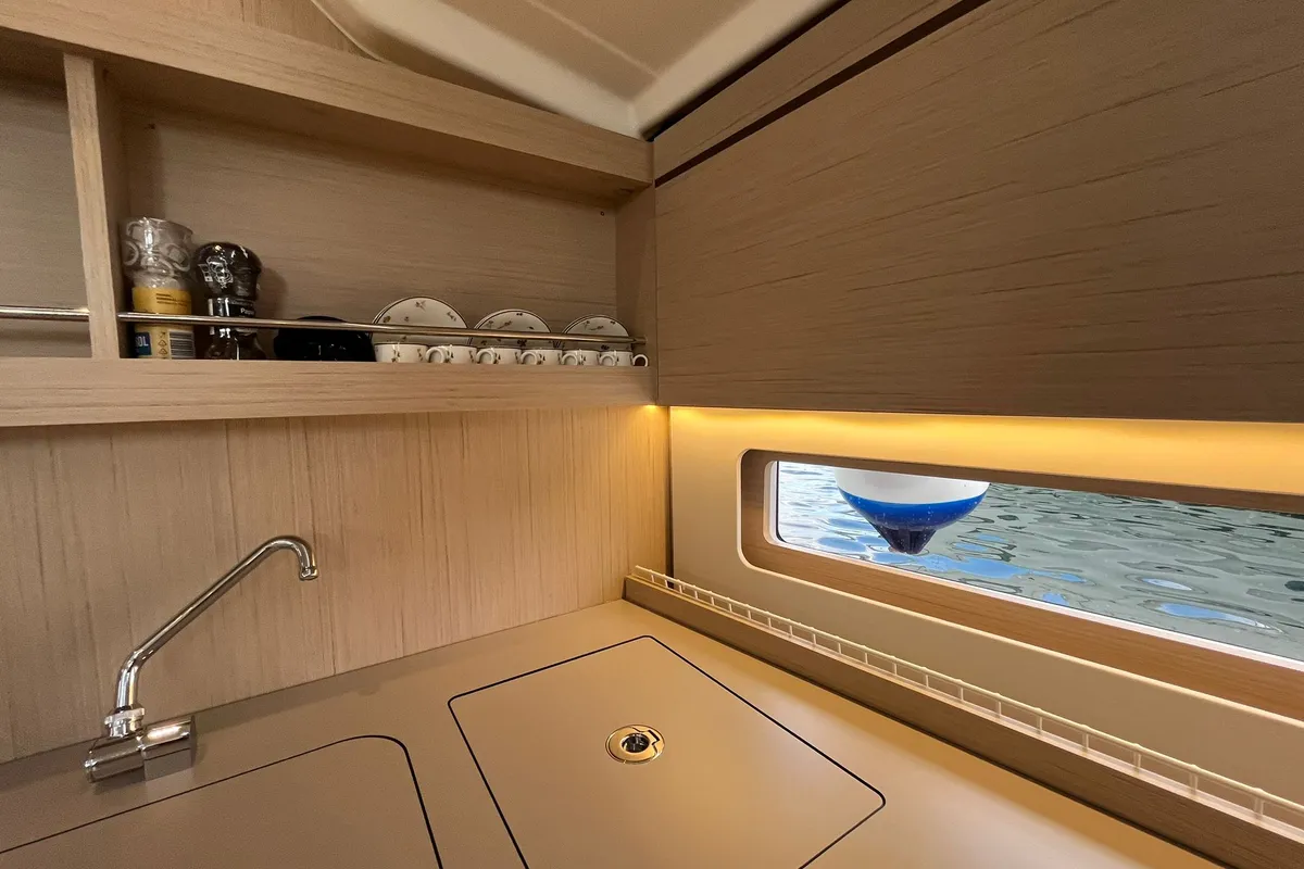 Galley of COSMIC DANCER, a Beneteau Oceanis 40.1 sailboat at Split, Croatia