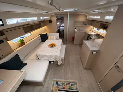 Salon of COSMIC DANCER, a Beneteau Oceanis 40.1 sailboat at Split, Croatia