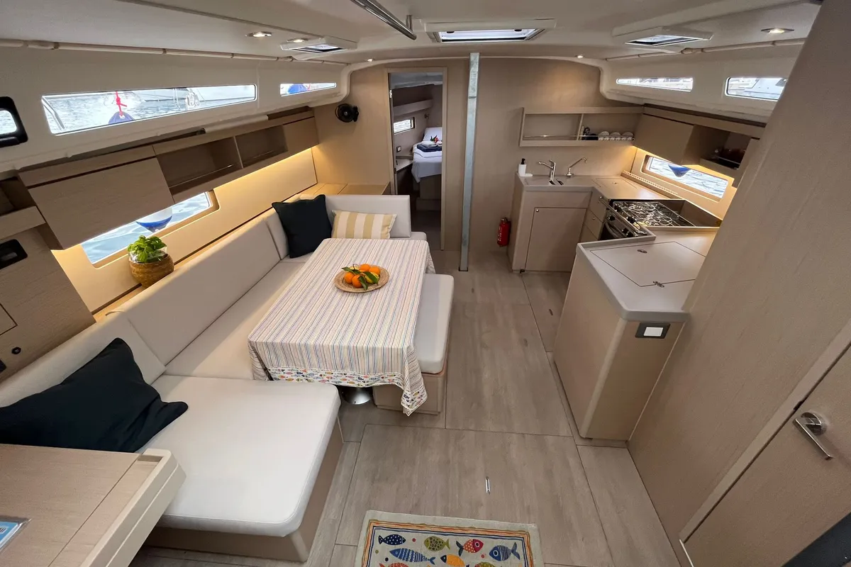 Salon of COSMIC DANCER, a Beneteau Oceanis 40.1 sailboat at Split, Croatia