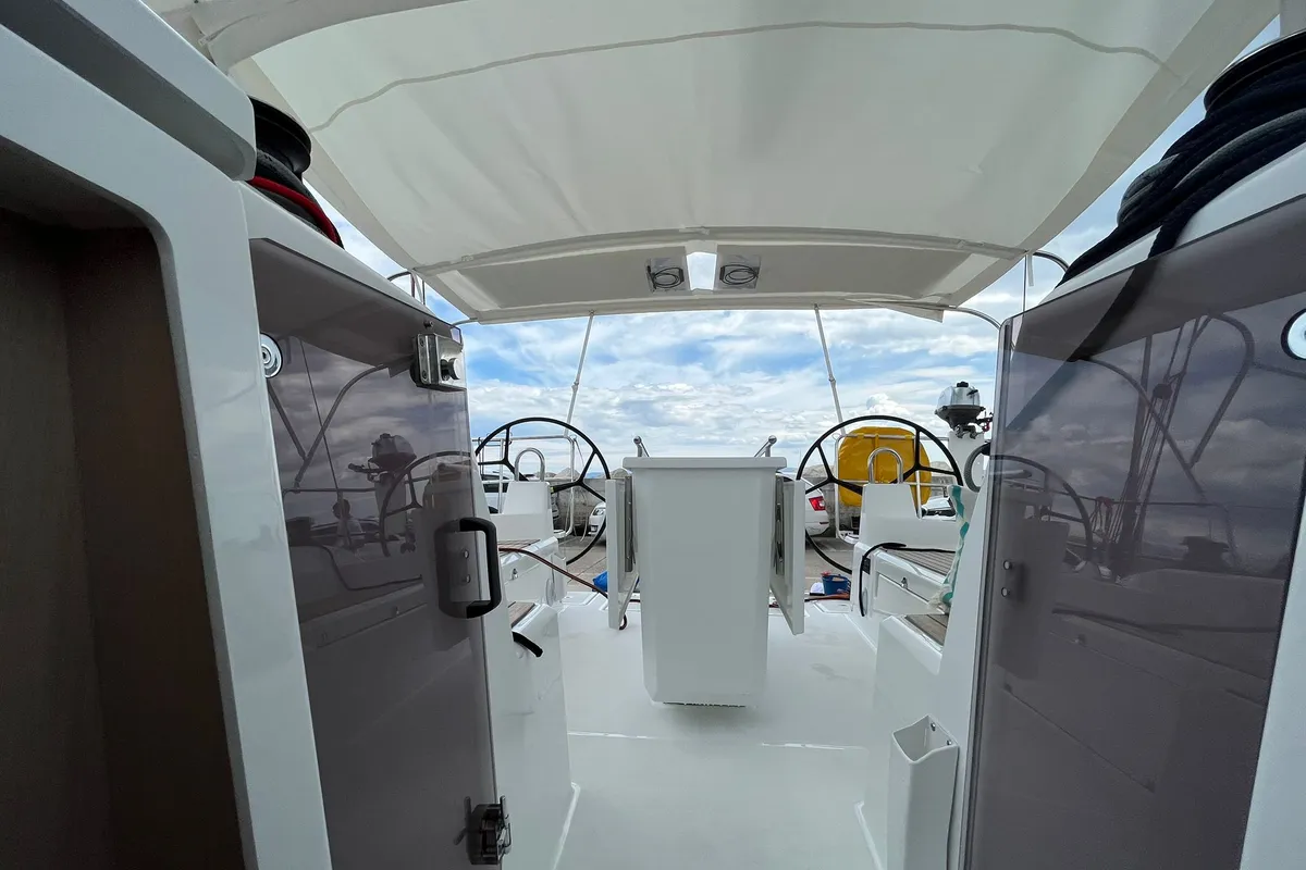 Cockpit of COSMIC DANCER, a Beneteau Oceanis 40.1 sailboat at Split, Croatia