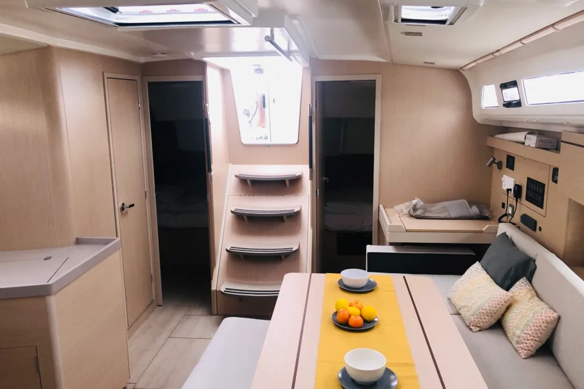 Salon of COSMIC DANCER, a Beneteau Oceanis 40.1 sailboat at Split, Croatia