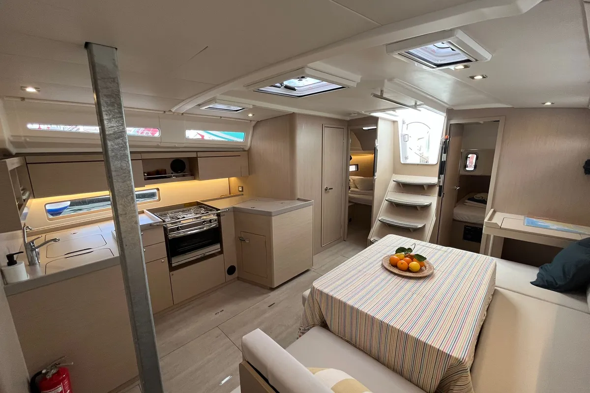 Salon of COSMIC DANCER, a Beneteau Oceanis 40.1 sailboat at Split, Croatia