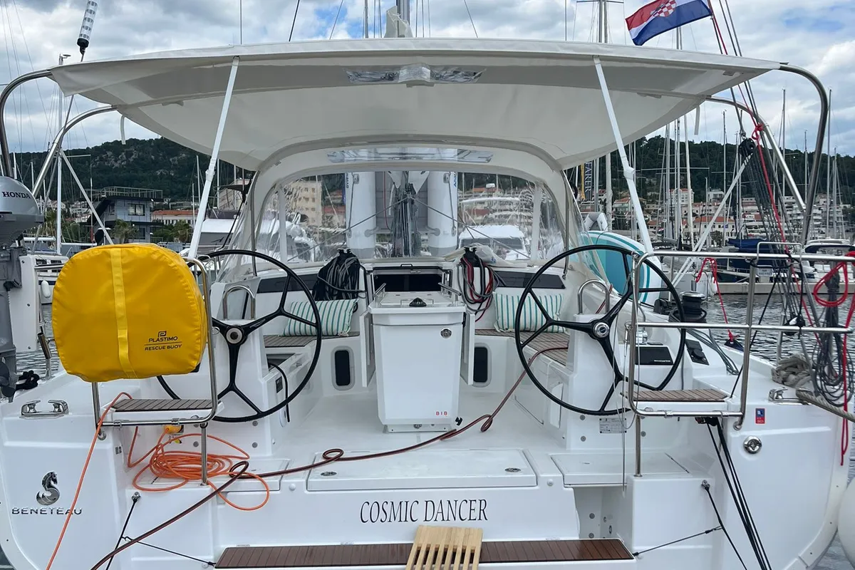 Cockpit of COSMIC DANCER, a Beneteau Oceanis 40.1 sailboat at Split, Croatia