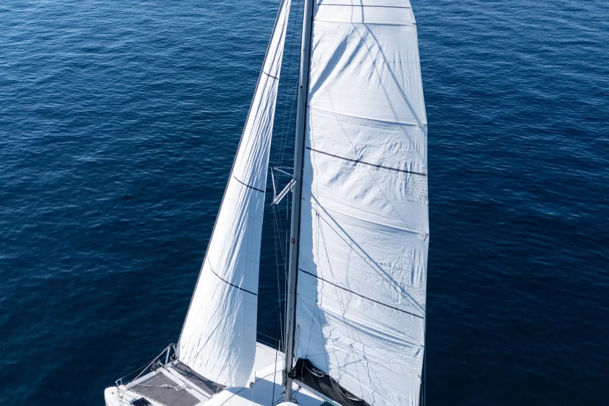 Exterior view of SAX IV, a Lagoon 42 catamaran at Split, Croatia