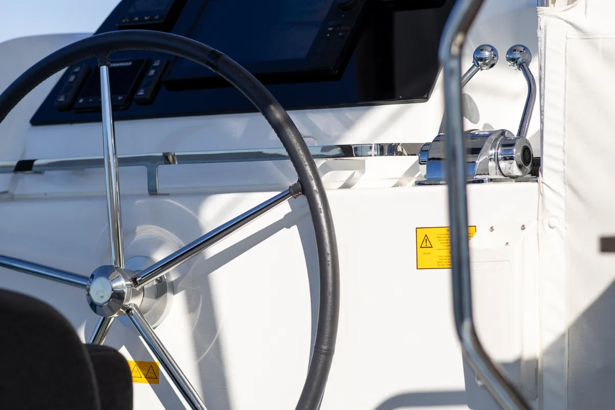 Cockpit of SAX IV, a Lagoon 42 catamaran at Split, Croatia
