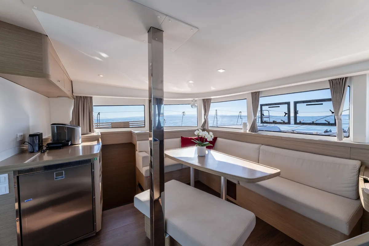 Salon of SAX IV, a Lagoon 42 catamaran at Split, Croatia