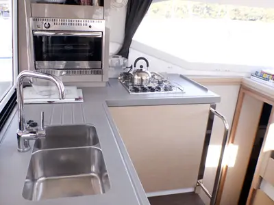 Galley of Leon, a Fountaine Pajot Lucia 40 catamaran at Općina Rogoznica, Croatia