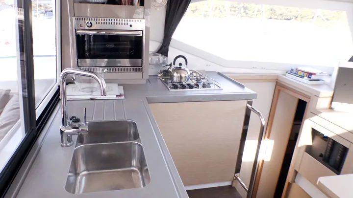 Galley of Leon, a Fountaine Pajot Lucia 40 catamaran at Općina Rogoznica, Croatia