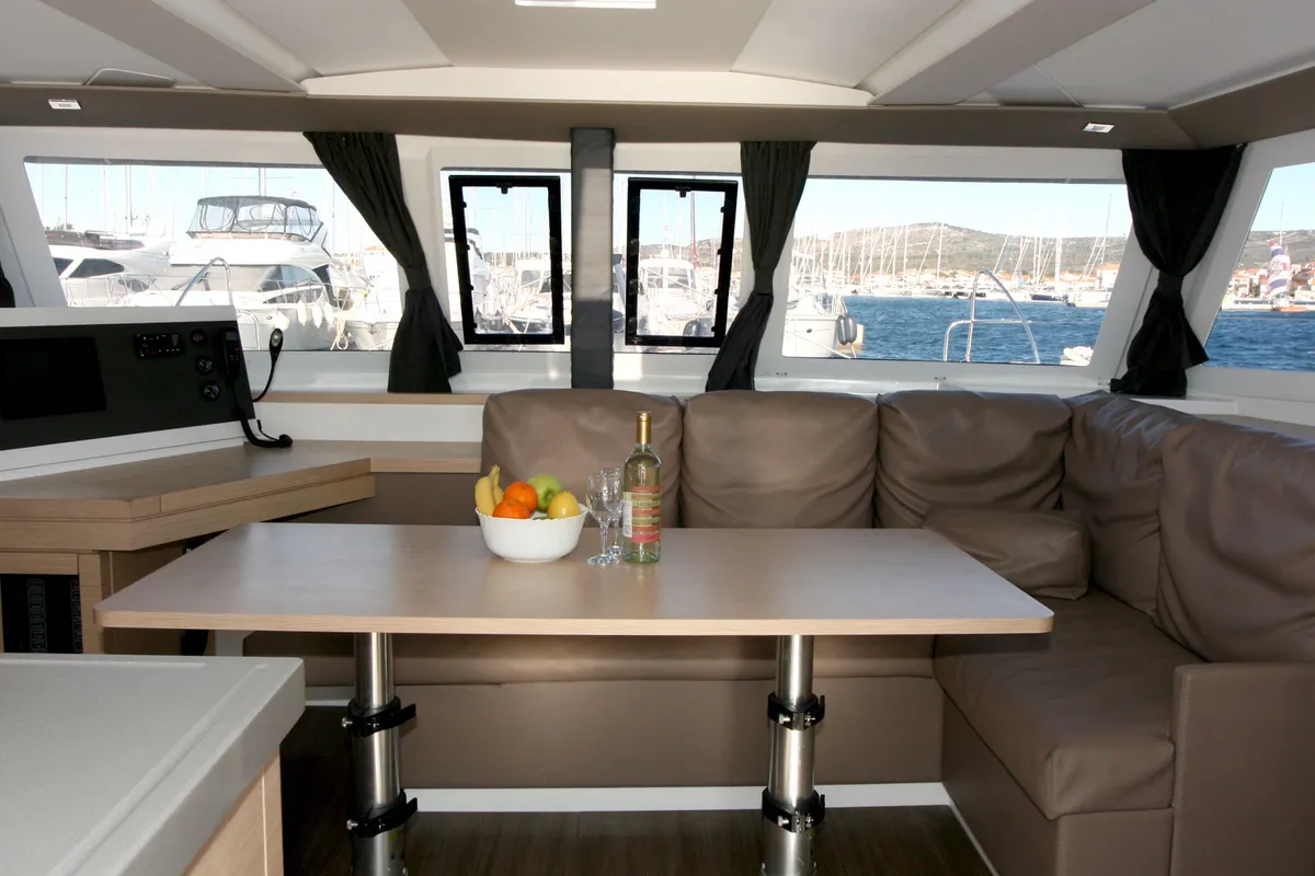 Salon of Leon, a Fountaine Pajot Lucia 40 catamaran at Općina Rogoznica, Croatia