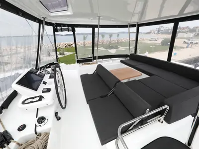 Cockpit of Hattori Hanzō, a Lagoon 51 catamaran at Općina Sukošan, Croatia