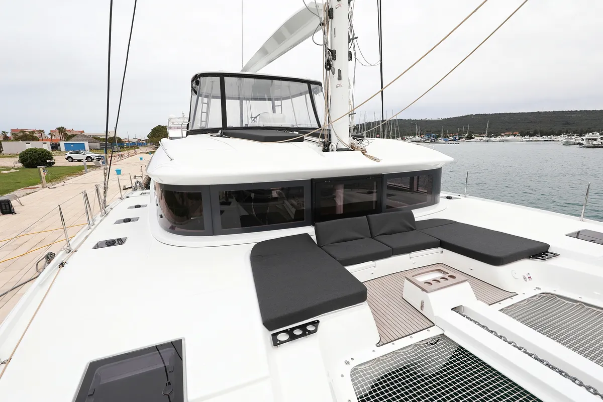 Deck of Hattori Hanzō, a Lagoon 51 catamaran at Općina Sukošan, Croatia