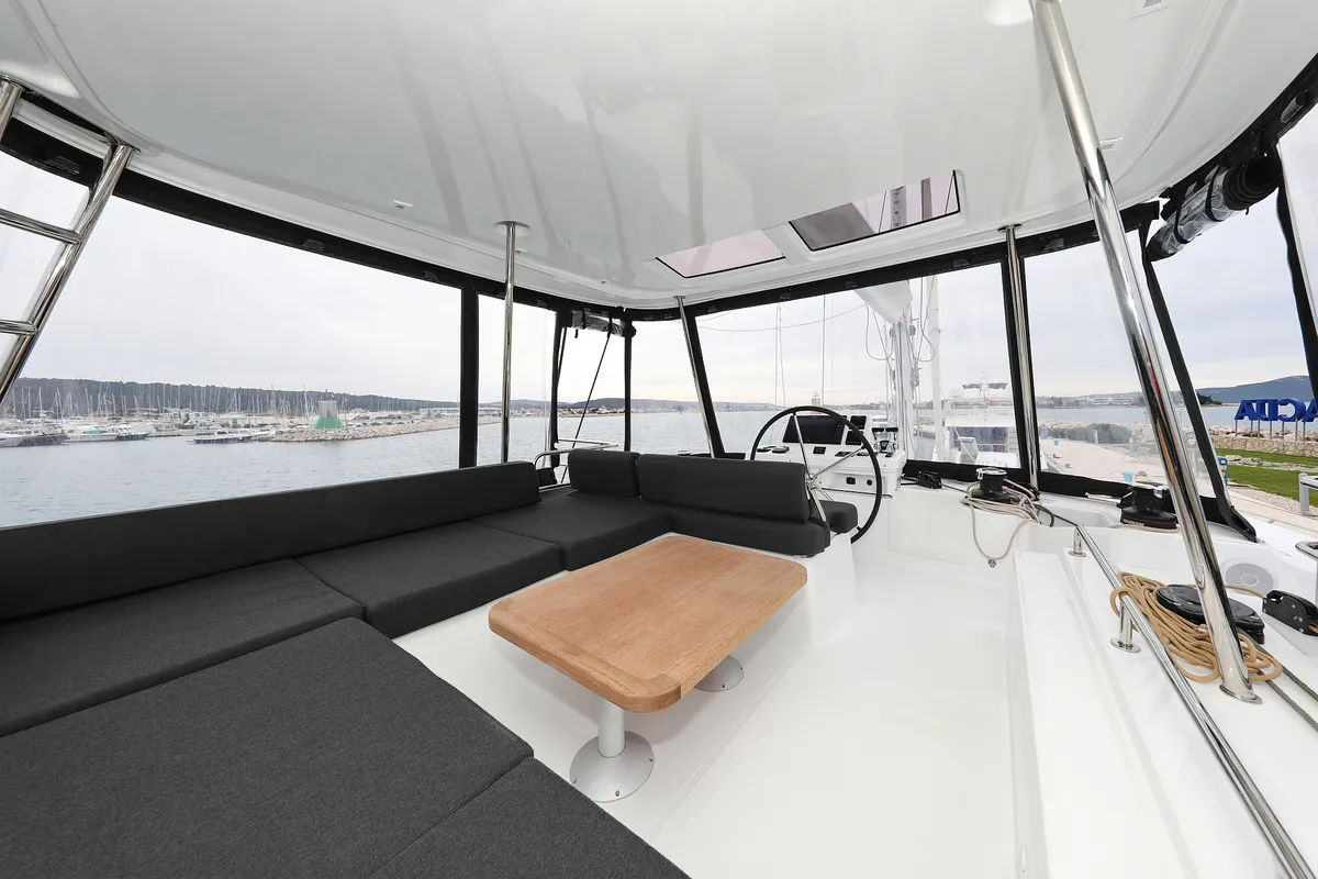 Cockpit of Hattori Hanzō, a Lagoon 51 catamaran at Općina Sukošan, Croatia