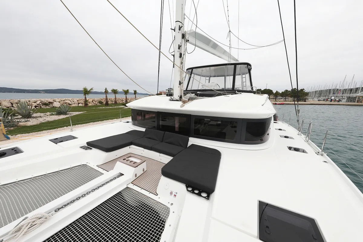 Deck of Hattori Hanzō, a Lagoon 51 catamaran at Općina Sukošan, Croatia