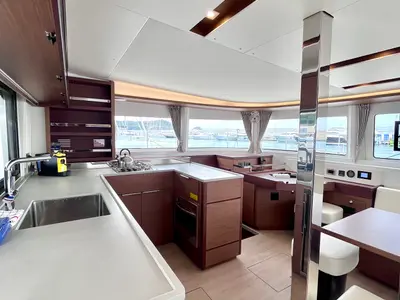 Galley of Baraonda, a Lagoon 46 catamaran at Capo d'Orlando, Italy