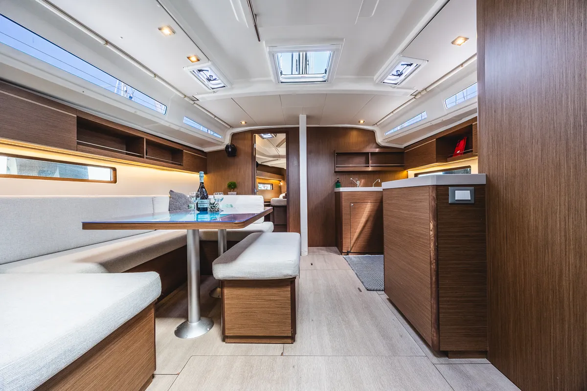 Salon of Elma Built 2022, a Beneteau Oceanis 40.1 sailboat at Municipal Unit of Lefkada, Greece