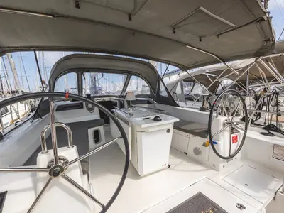 Cockpit of Elma Built 2022, a Beneteau Oceanis 40.1 sailboat at Municipal Unit of Lefkada, Greece