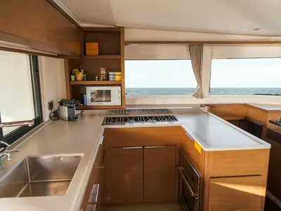 Galley of Sbronzo, a Lagoon 46 catamaran at Olbia, Italy