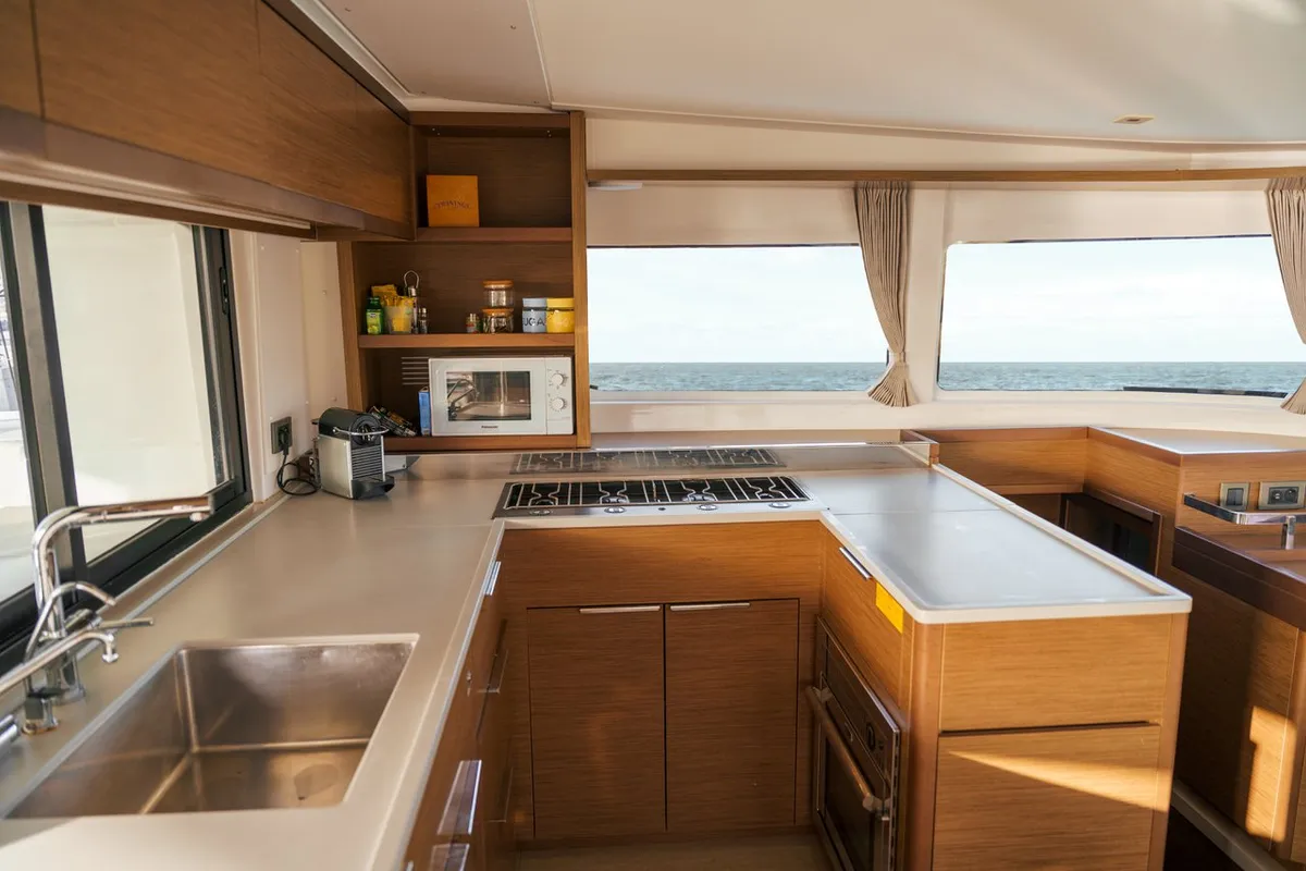 Galley of Sbronzo, a Lagoon 46 catamaran at Olbia, Italy