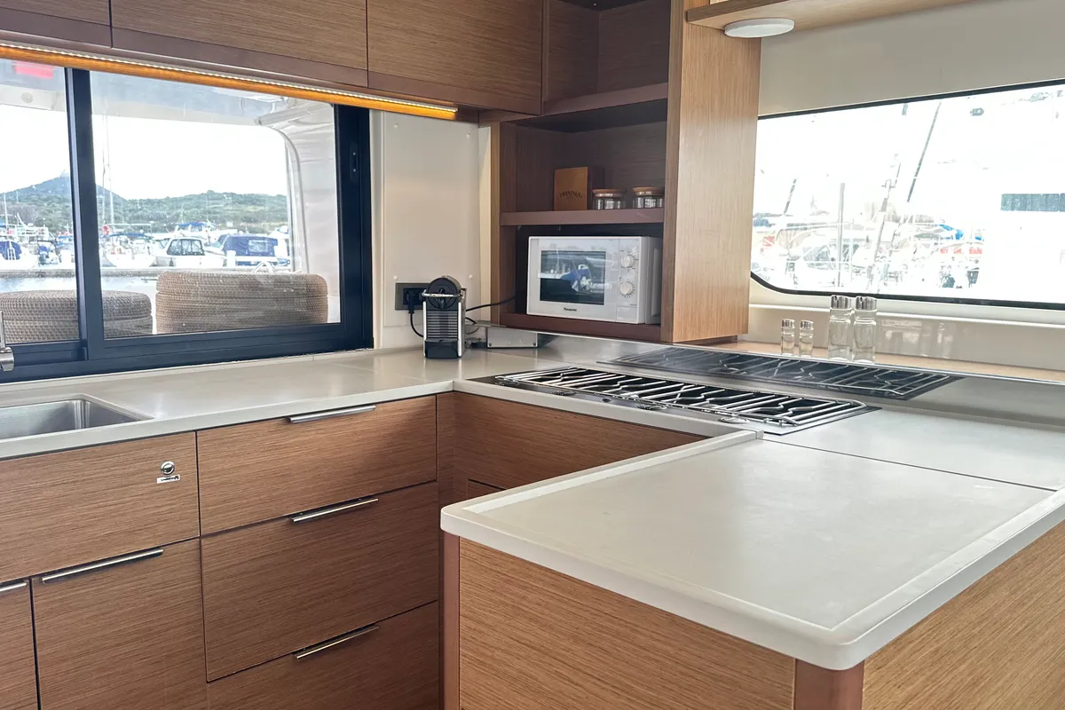 Galley of Sbronzo, a Lagoon 46 catamaran at Olbia, Italy