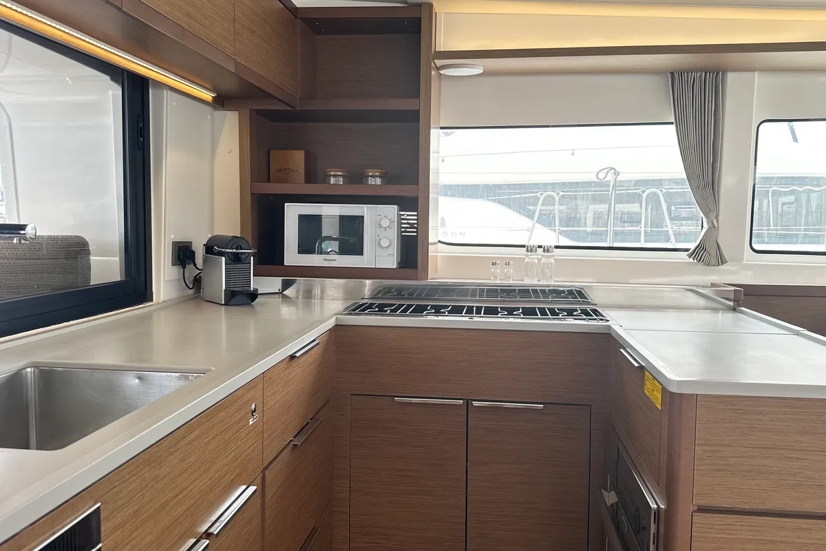 Cabin on Sbronzo, a Lagoon 46 catamaran at Olbia, Italy