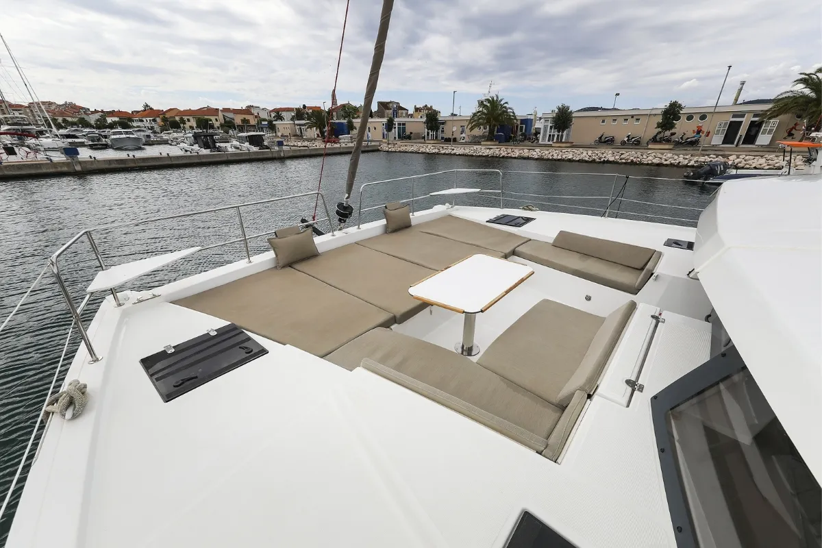 Deck of Holiday Inn, a Bali 4.2 catamaran at Grad Biograd na Moru, Croatia