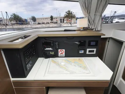Cockpit of Holiday Inn, a Bali 4.2 catamaran at Grad Biograd na Moru, Croatia