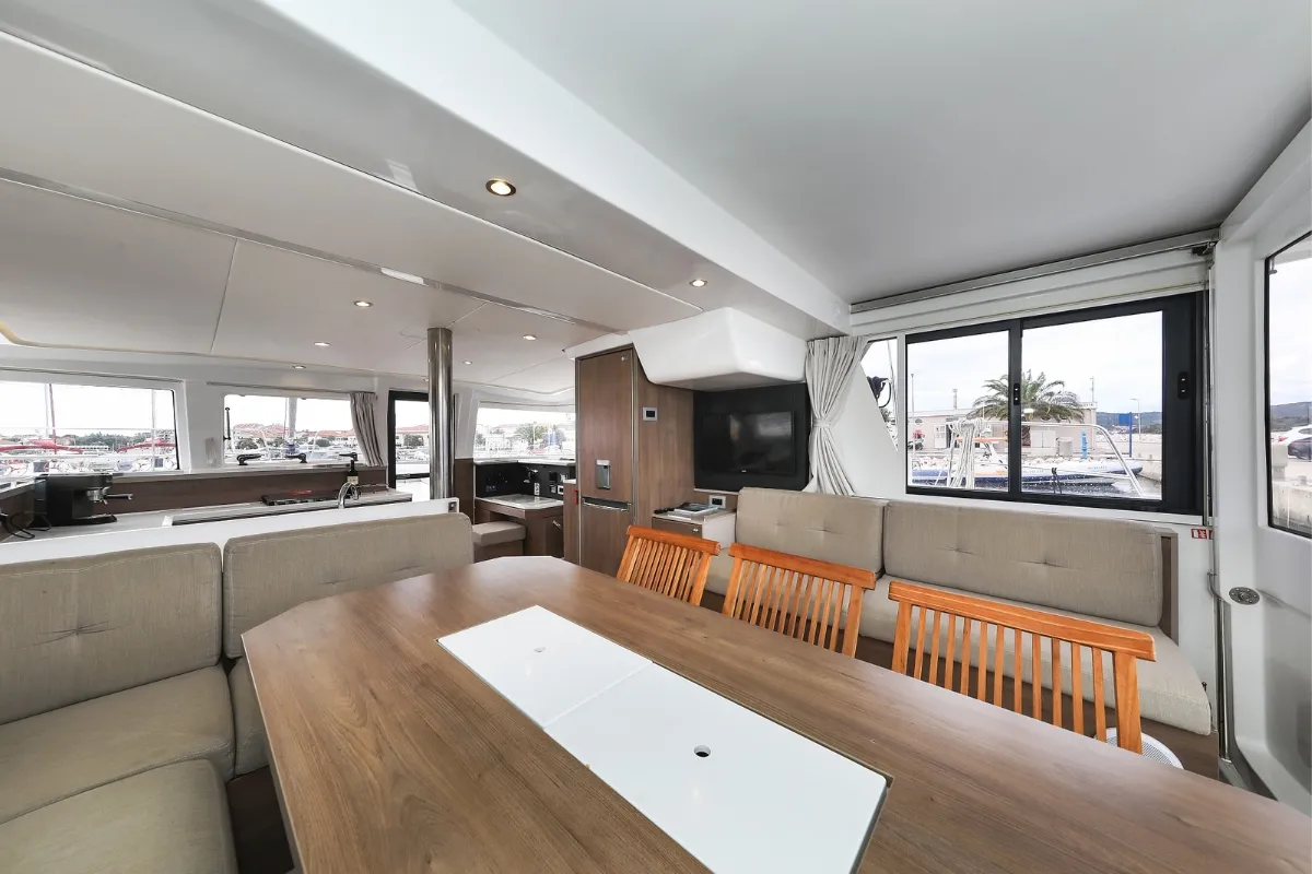 Salon of Holiday Inn, a Bali 4.2 catamaran at Grad Biograd na Moru, Croatia