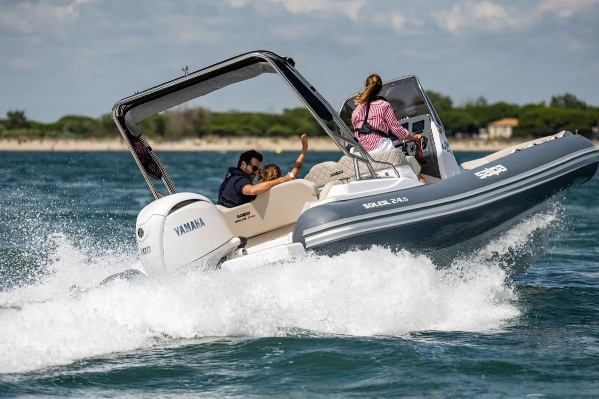 Exterior view of Salpa, a Salpa Soleil 24.5 motorboat at Grad Vodice, Croatia