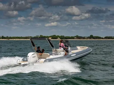 Exterior view of Salpa, a Salpa Soleil 24.5 motorboat at Grad Vodice, Croatia