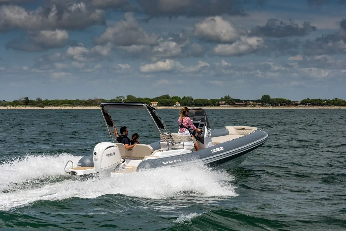 Exterior view of Salpa, a Salpa Soleil 24.5 motorboat at Grad Vodice, Croatia