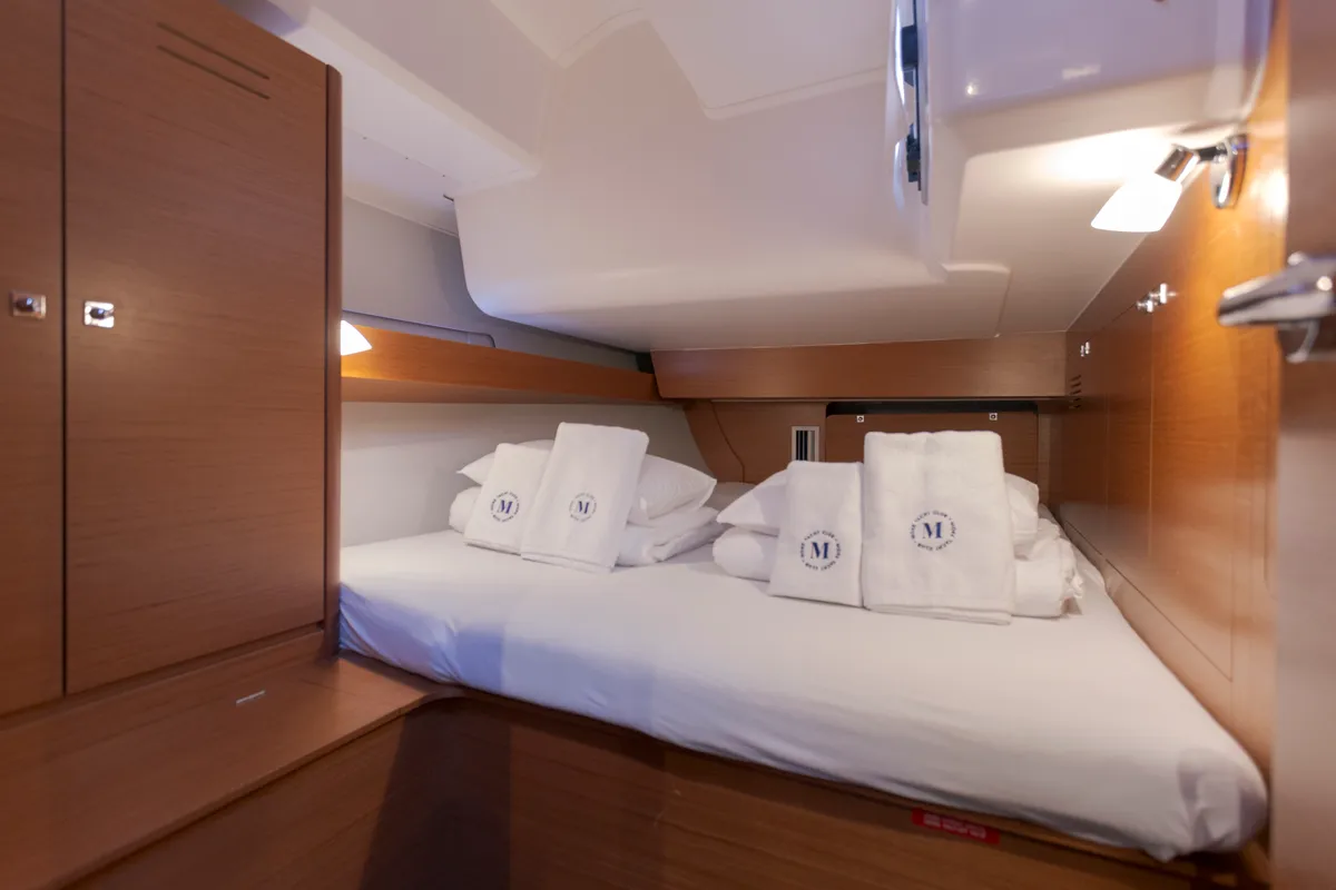 Cabin on Wilma, a Dufour 460 Grand Large sailboat at Preveza, Greece